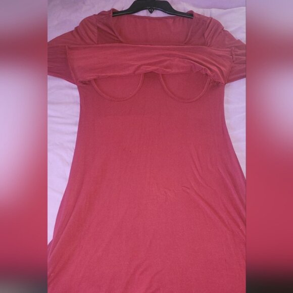 Nursing Dress For Nurturing Mothers Elegant Maroon Long Sleeve. Size Medium. - Picture 5 of 5